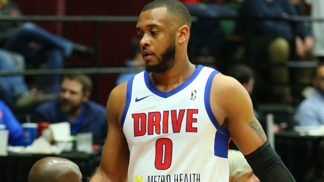 GRAND RAPIDS, MI - MARCH 23: Zeke Upshaw #0 of the Grand Rapids Drive during the game against the Greensboro Swarm at the DeltaPlex Arena on March 23, 2018 in Grand Rapids, Michigan. NOTE TO USER: User expressly acknowledges and agrees that, by downloading and/or using this Photograph, user is consenting to the terms and conditions of the Getty Images License Agreement. Mandatory Copyright Notice: Copyright 2018 NBAE