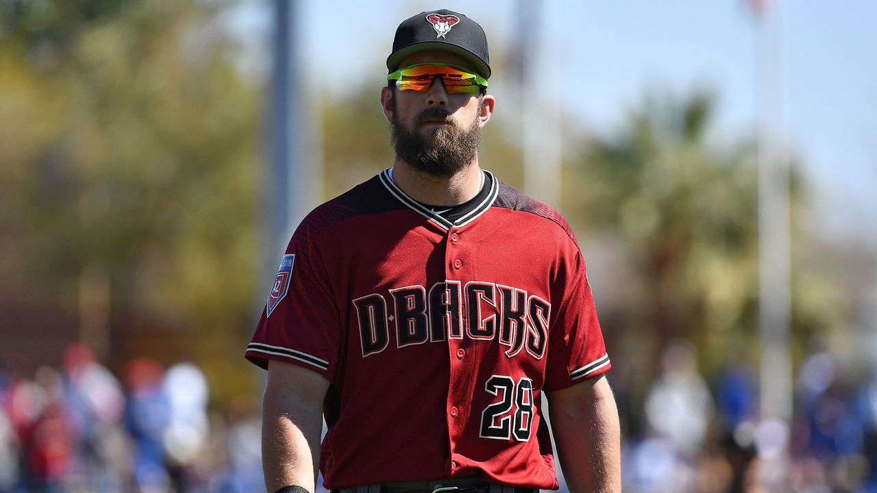 GLENDALE, AZ - MARCH 03: Steven Souza Jr. #28 of the Arizona Diamondbacks warms up for the spring-training game against the Los Angeles Dodgers at Camelback Ranch on March 3, 2018 in Glendale, Arizona.
