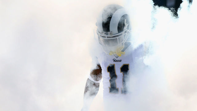 LOS ANGELES, CA - NOVEMBER 26: Tavon Austin #11 of the Los Angeles Rams enters the field through smoke prior to a game against the New Orleans Saints at Los Angeles Memorial Coliseum on November 26, 2017 in Los Angeles, California.