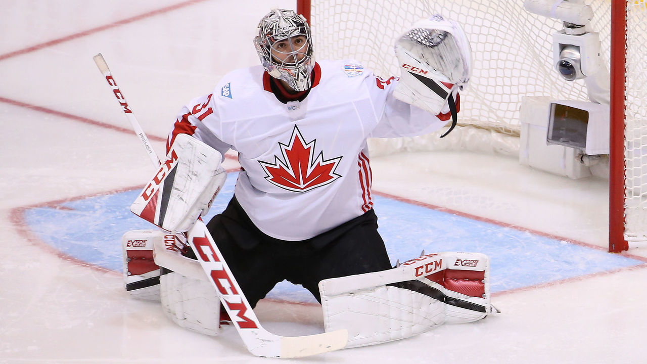 TORONTO, ON - SEPTEMBER 29: Carey Price #31 of Team Canada stops a shot against Team Europe during the third period during Game Two of the World Cup of Hockey final series at the Air Canada Centre on September 29, 2016 in Toronto, Canada.