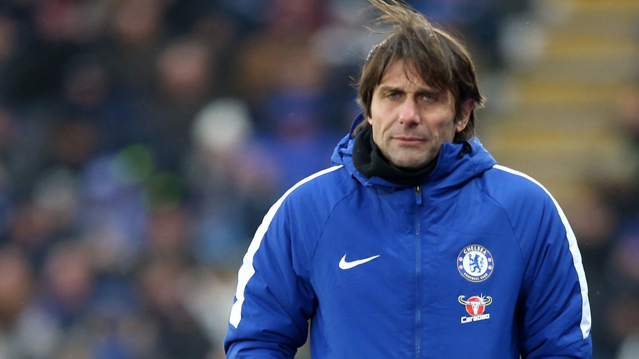 LEICESTER, ENGLAND - MARCH 18: Manager Antonio Conte of Chelsea during The Emirates FA Cup Quarter Final tie between Leicester City and Chelsea at King Power Stadium on March 18 , 2018 in Leicester, United Kingdom.
