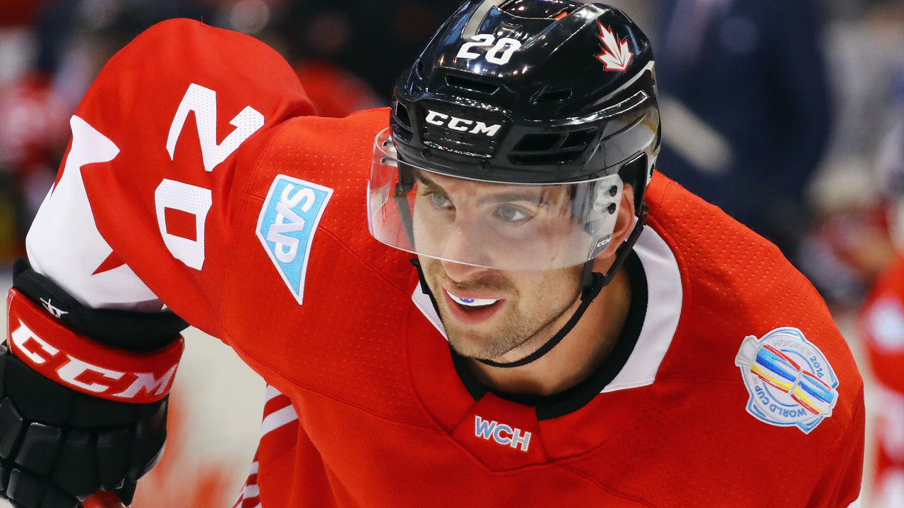 TORONTO, ON - SEPTEMBER 17: John Tavares #20 of Team Canada waits for a faceoff against Team Czech Republic during the World Cup of Hockey tournament at the Air Canada Centre on September 17, 2016 in Toronto, Canada.