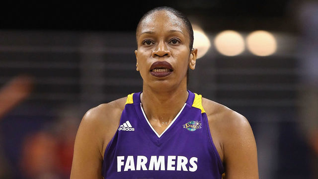 PHOENIX, AZ - JULY 05: Tina Thompson #32 of the Los Angeles Sparks during the WNBA game against the Phoenix Mercury at US Airways Center on July 5, 2011 in Phoenix, Arizona. The Mercury defeated the Sparks 101-82.