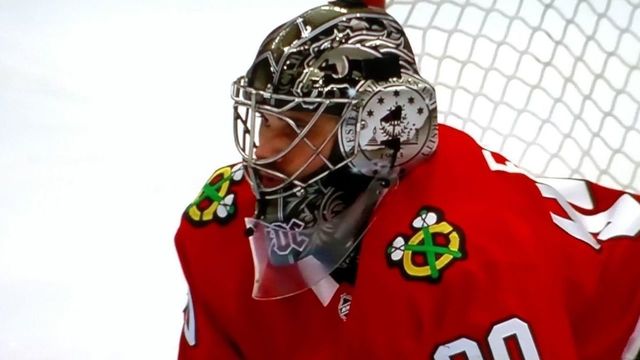 Blackhawks' emergency goalie shines after being thrust into game action