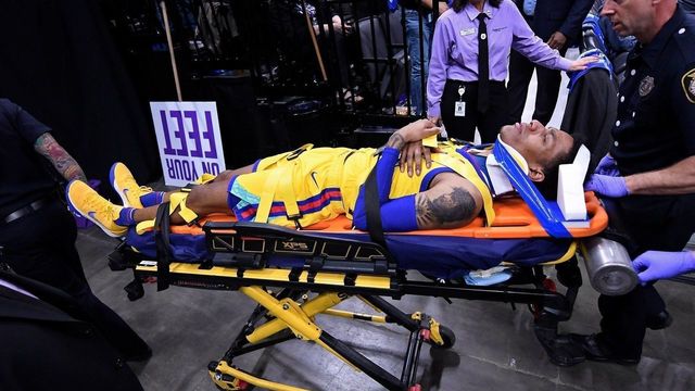 Warriors' McCaw stretchered off after scary fall; X-rays come back clear