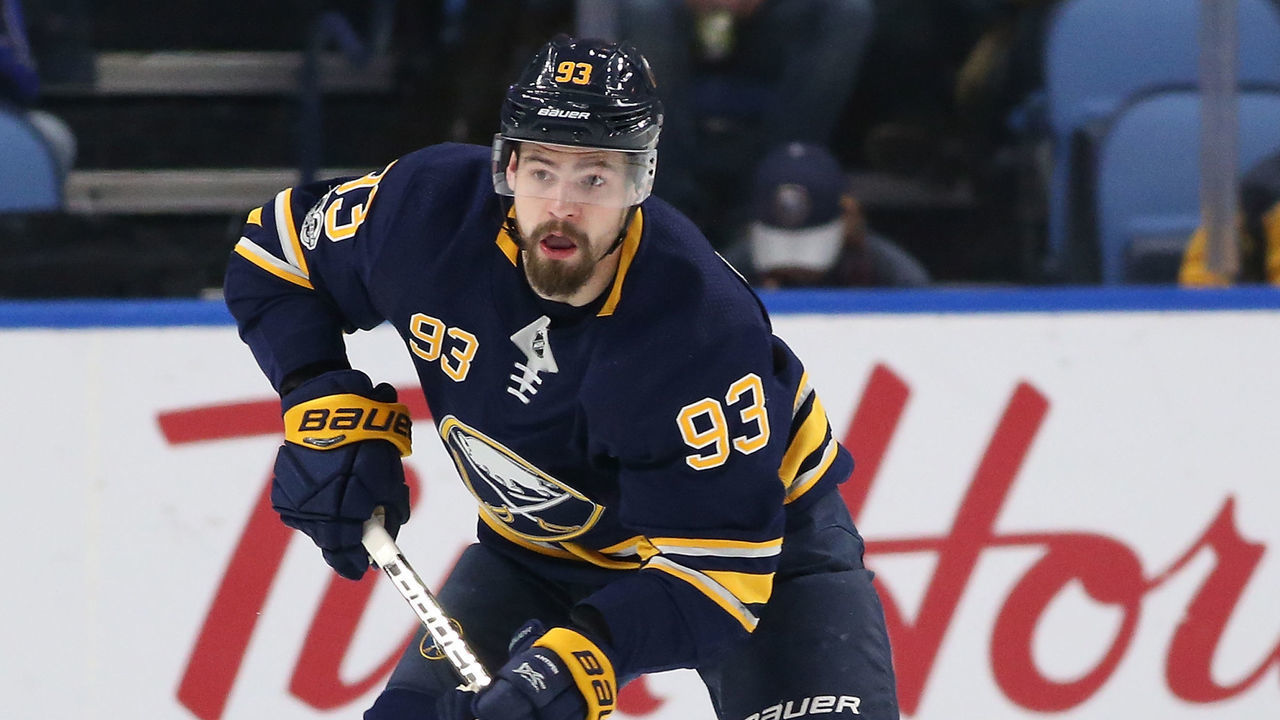 BUFFALO, NY - NOVEMBER 24: Victor Antipin #93 of the Buffalo Sabres during the game against the Edmonton Oilers at the KeyBank Center on November 24, 2017 in Buffalo, New York.