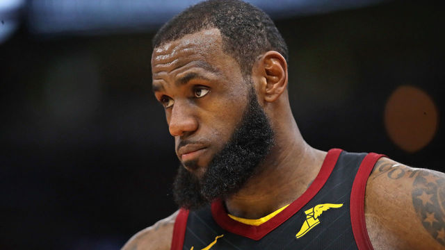 CHICAGO, IL - MARCH 17: LeBron James #23 of the Cleveland Cavaliers looks over at the bench during a game against the Chicago Bulls at the United Center on March 17, 2018 in Chicago, Illinois. The Cavaliers defeated the Bulls 114-109.