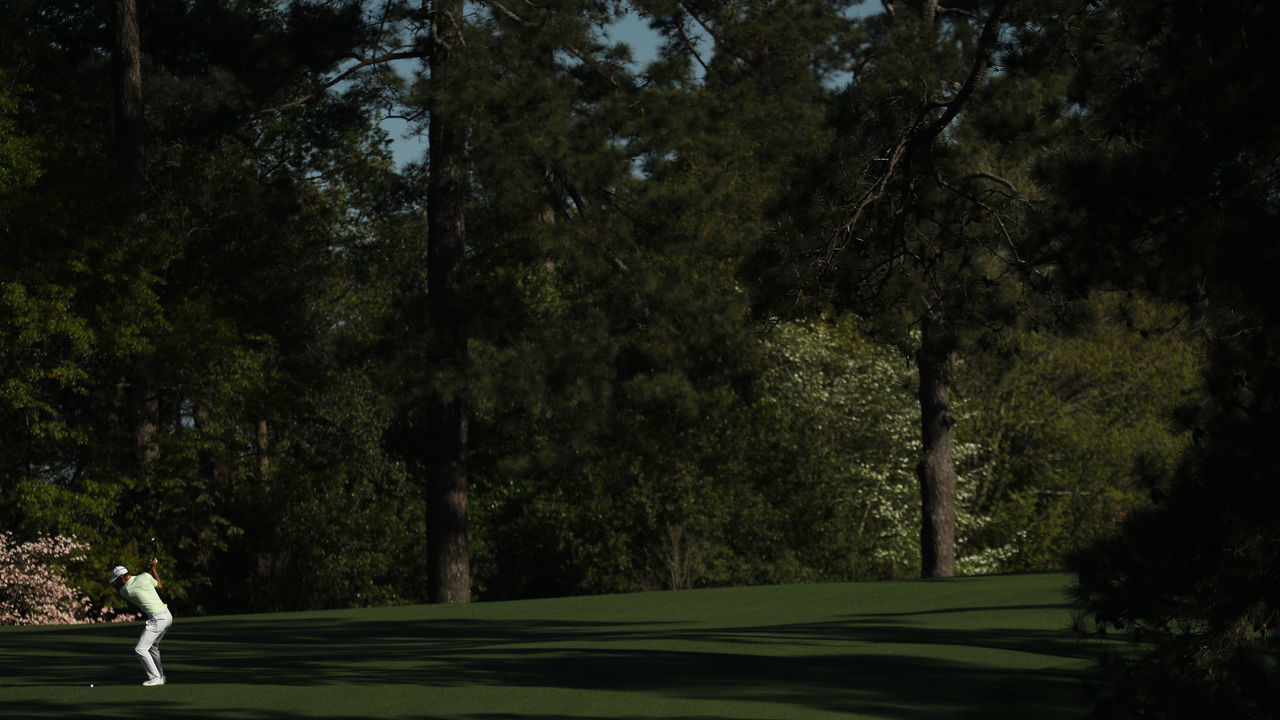 AUGUSTA, GA - APRIL 02: Amateur Dylan Frittelli of South Africa plays a shot on the second hole during a practice round prior to the start of the 2018 Masters Tournament at Augusta National Golf Club on April 2, 2018 in Augusta, Georgia.