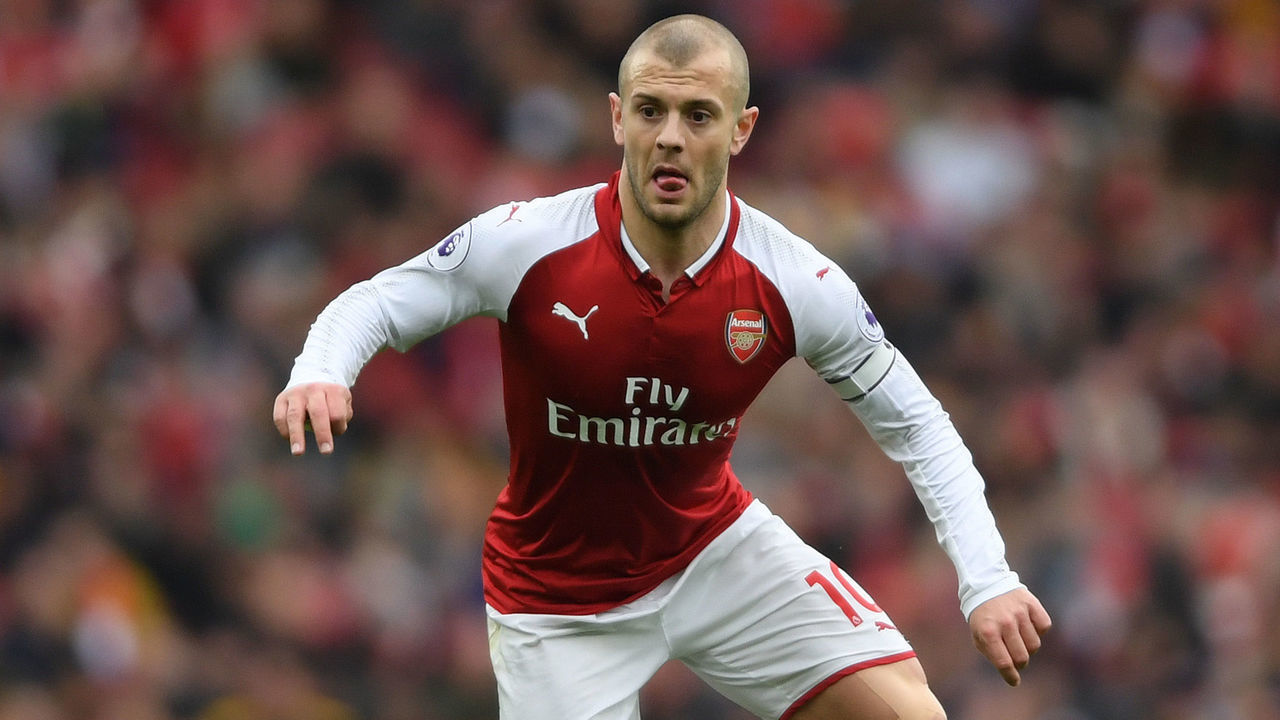 LONDON, ENGLAND - APRIL 01: dJack Wilshere of Arsenal in action uring the Premier League match between Arsenal and Stoke City at Emirates Stadium on April 1, 2018 in London, England.