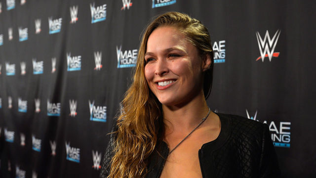 LAS VEGAS, NV - SEPTEMBER 12: MMA fighter Ronda Rousey appears on the red carpet of the WWE Mae Young Classic on September 12, 2017 in Las Vegas, Nevada.