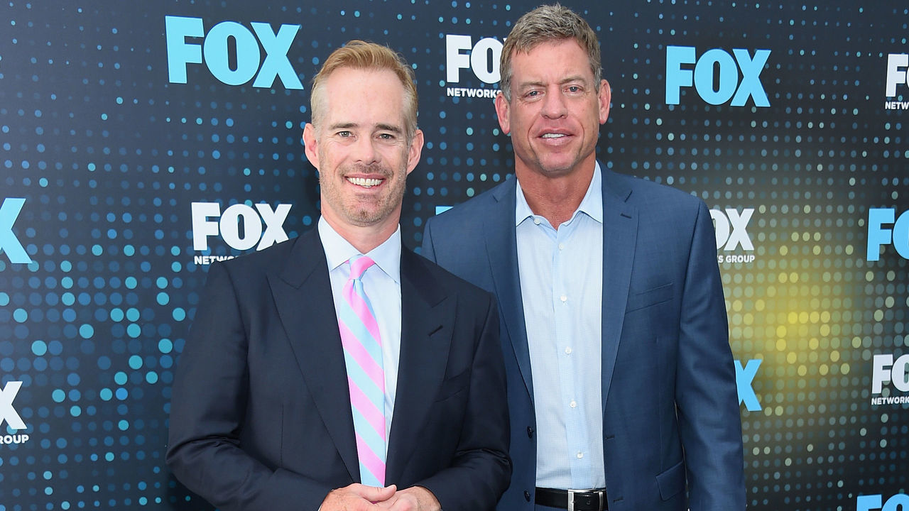 NEW YORK, NY - MAY 15: Joe Buck and Troy Aikman attend the 2017 FOX Upfront at Wollman Rink, Central Park on May 15, 2017 in New York City.