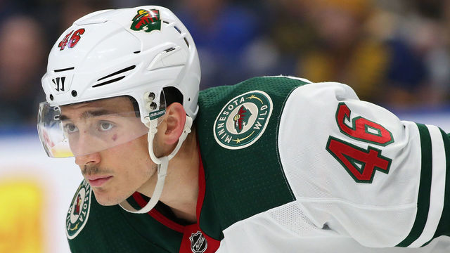 BUFFALO, NY - NOVEMBER 22: Jared Spurgeon #46 of the Minnesota Wild during the game against the Buffalo Sabres at the KeyBank Center on November 22, 2017 in Buffalo, New York.