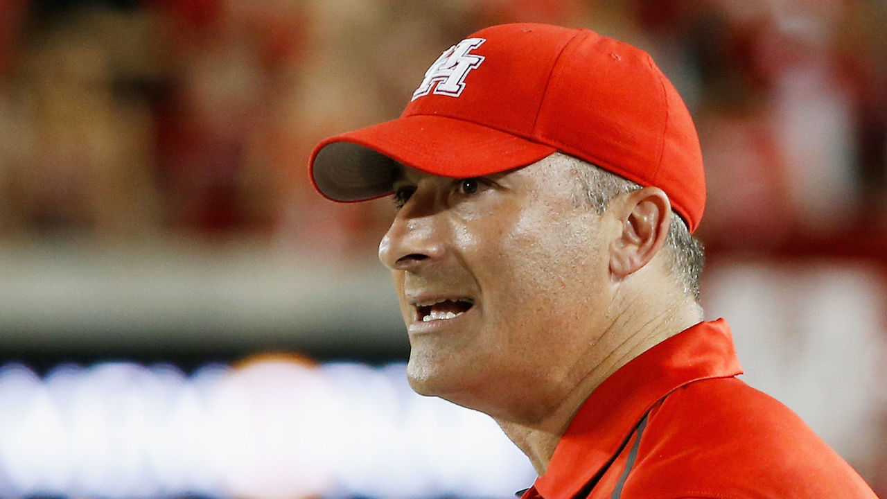 HOUSTON, TX - OCTOBER 02: Head coach Tony Levine of the Houston Cougars waits on the sideline in the second half of the game against the UCF Knights at TDECU Stadium on October 2, 2014 in Houston, Texas.