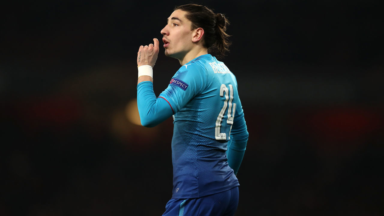 LONDON, ENGLAND - FEBRUARY 22: Hector Bellerin of Arsenal during UEFA Europa League Round of 32 match between Arsenal and Ostersunds FK at the Emirates Stadium on February 22, 2018 in London, United Kingdom.