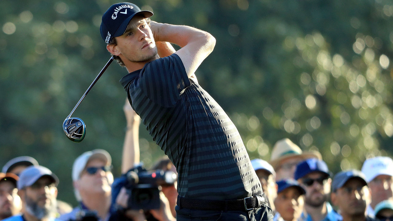 AUGUSTA, GA - APRIL 03: Thomas Pieters of Belgium plays a shot during a practice round prior to the start of the 2018 Masters Tournament at Augusta National Golf Club on April 3, 2018 in Augusta, Georgia.