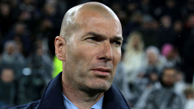 TURIN, ITALY - APRIL 03: Zinedine Zidane, Manager of Real Madrid looks on prior to the UEFA Champions League Quarter Final Leg One match between Juventus and Real Madrid at Allianz Stadium on April 3, 2018 in Turin, Italy.
