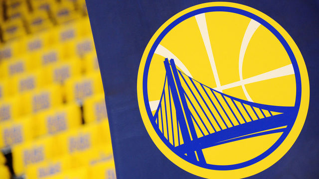 OAKLAND, CA - MAY 16: A close up view of the Golden State Warriors logo before the game against the San Antonio Spurs during Game Two of the Western Conference Finals of the 2017 NBA Playoffs on May 16, 2017 at ORACLE Arena in Oakland, California. NOTE TO USER: User expressly acknowledges and agrees that, by downloading and or using this photograph, user is consenting to the terms and conditions of Getty Images License Agreement. Mandatory Copyright Notice: Copyright 2017 NBAE