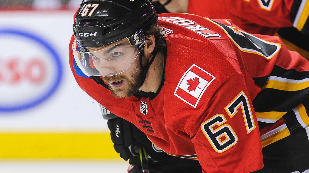 CALGARY, AB - MARCH 13: Michael Frolik #67 of the Calgary Flames in action against the Edmonton Oilers during an NHL game at Scotiabank Saddledome on March 13, 2018 in Calgary, Alberta, Canada. *** Local Caption *** Michael Frolik