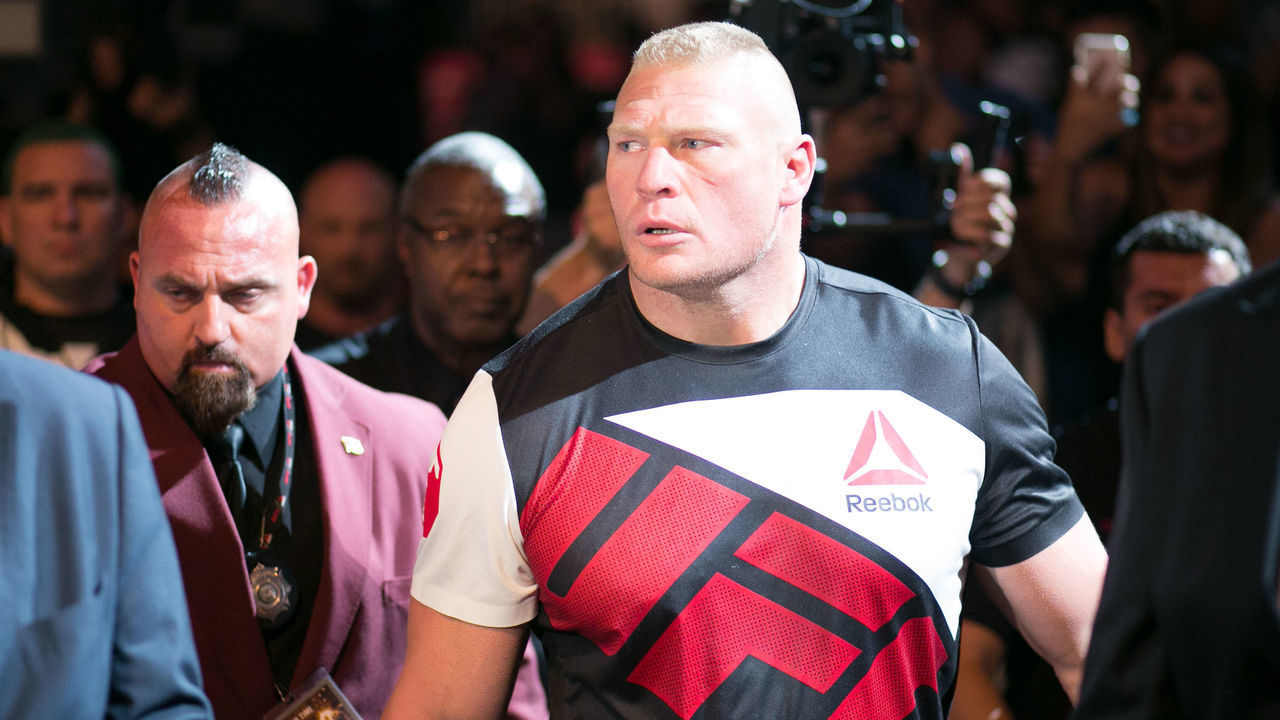LAS VEGAS, NV - JULY 9: Brock Lesnar walks to the Octagon for his fight against Daniel Cornier during the UFC 200 event at T-Mobile Arena on July 9, 2016 in Las Vegas, Nevada.