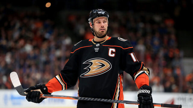 ANAHEIM, CA - MARCH 14: Ryan Getzlaf #15 of the Anaheim Ducks looks on during the third period of a game against the Vancouver Canucks at Honda Center on March 14, 2018 in Anaheim, California.
