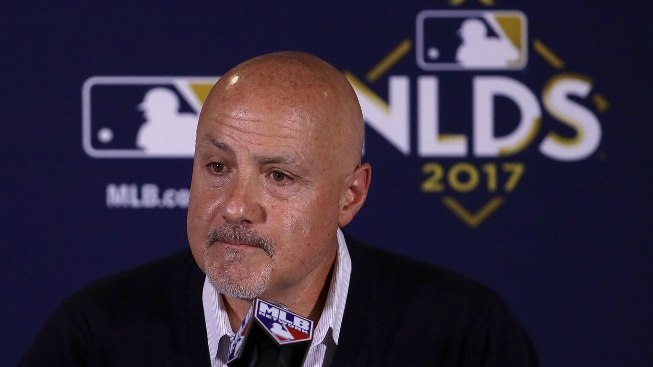 CHICAGO, IL - OCTOBER 11: General mananger Mike Rizzo of the Washington Nationals speaks to the media before game four of the National League Division Series against the Chicago Cubs at Wrigley Field on October 11, 2017 in Chicago, Illinois.