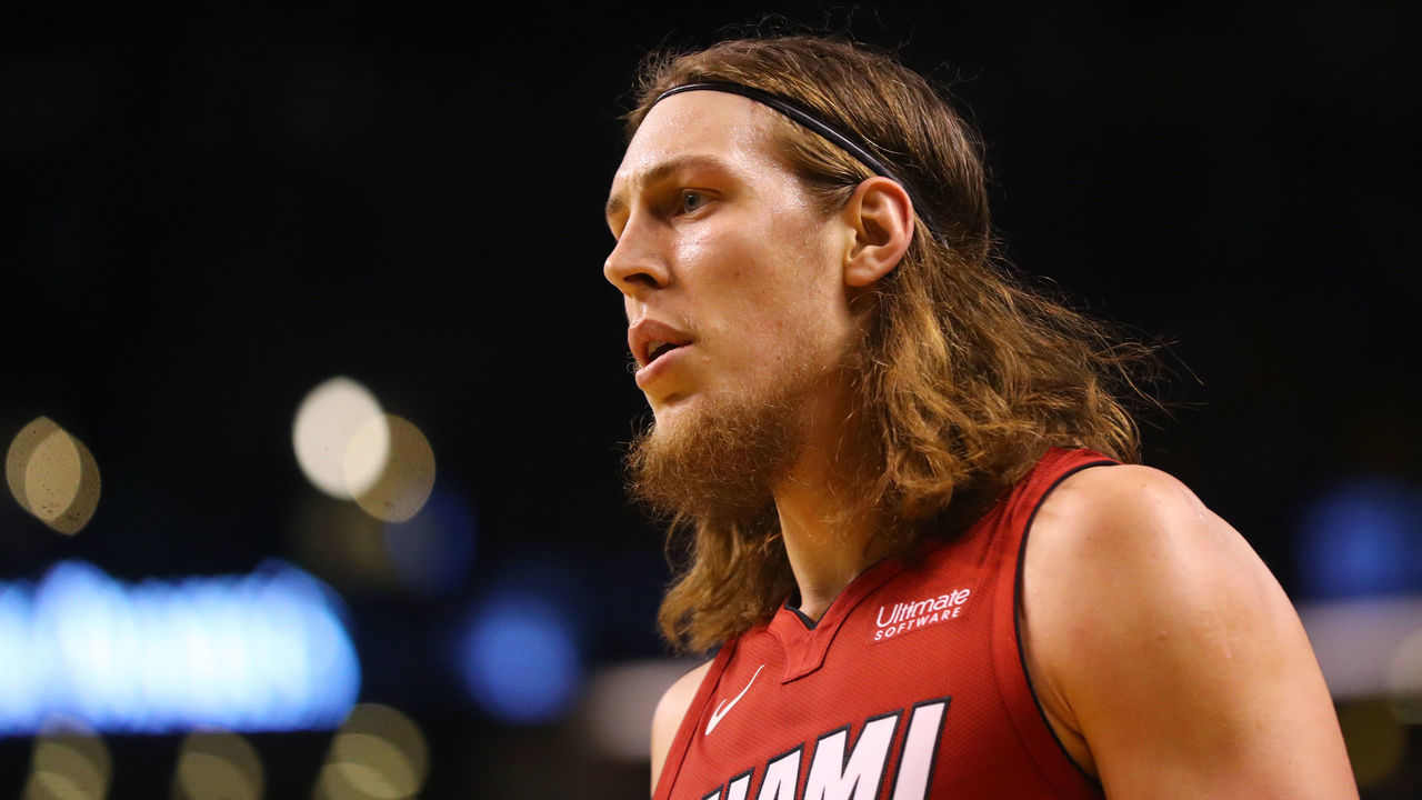 BOSTON, MA - DECEMBER 20: Kelly Olynyk #9 of the Miami Heat looks on during the first quarter against the Boston Celtics at TD Garden on December 20, 2017 in Boston, Massachusetts.