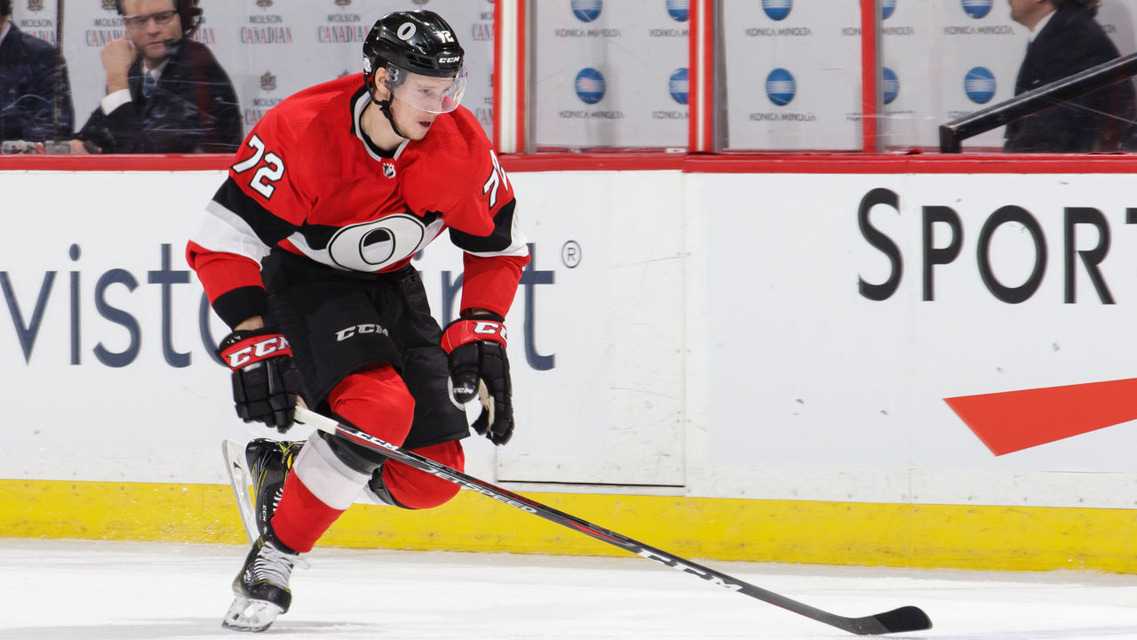 OTTAWA, ON - FEBRUARY 17: Thomas Chabot #72 of the Ottawa Senators skates against the New York Rangers at Canadian Tire Centre on February 17, 2018 in Ottawa, Ontario, Canada. *** Local Caption ***