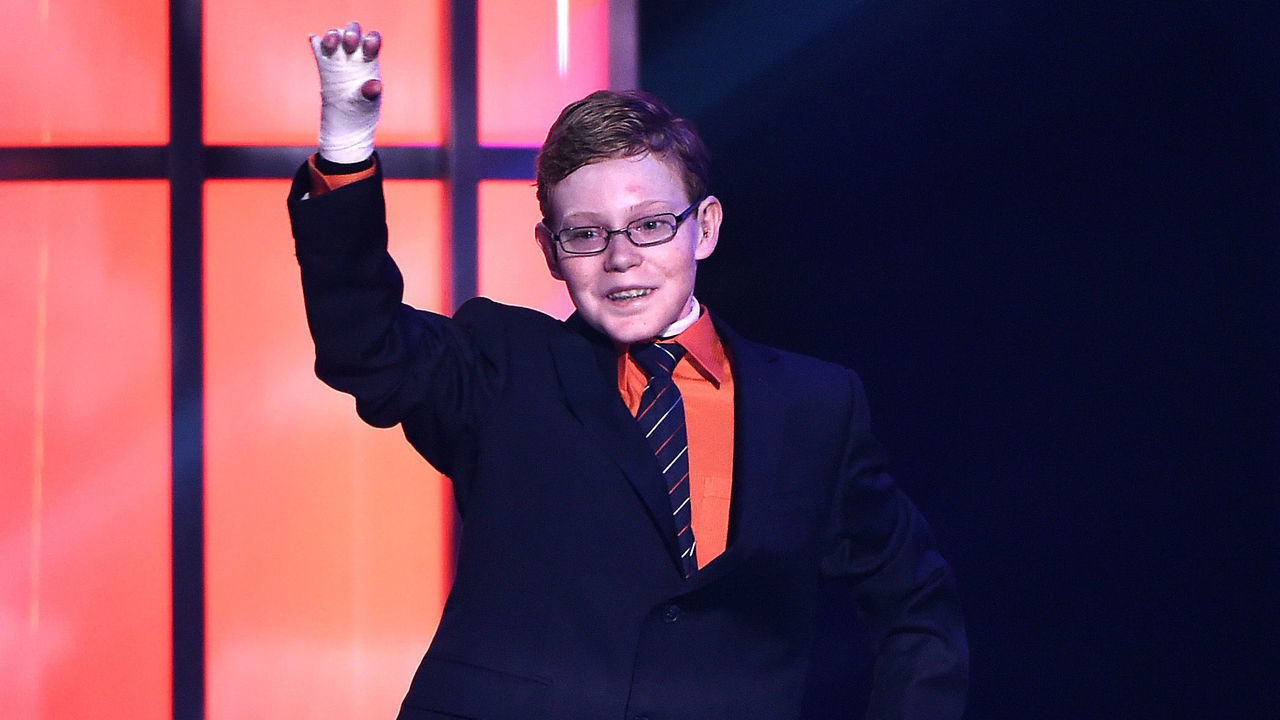 LAS VEGAS, NV - JUNE 24: Jonathan Pitre walks onstage during the 2015 NHL Awards at MGM Grand Garden Arena on June 24, 2015 in Las Vegas, Nevada.