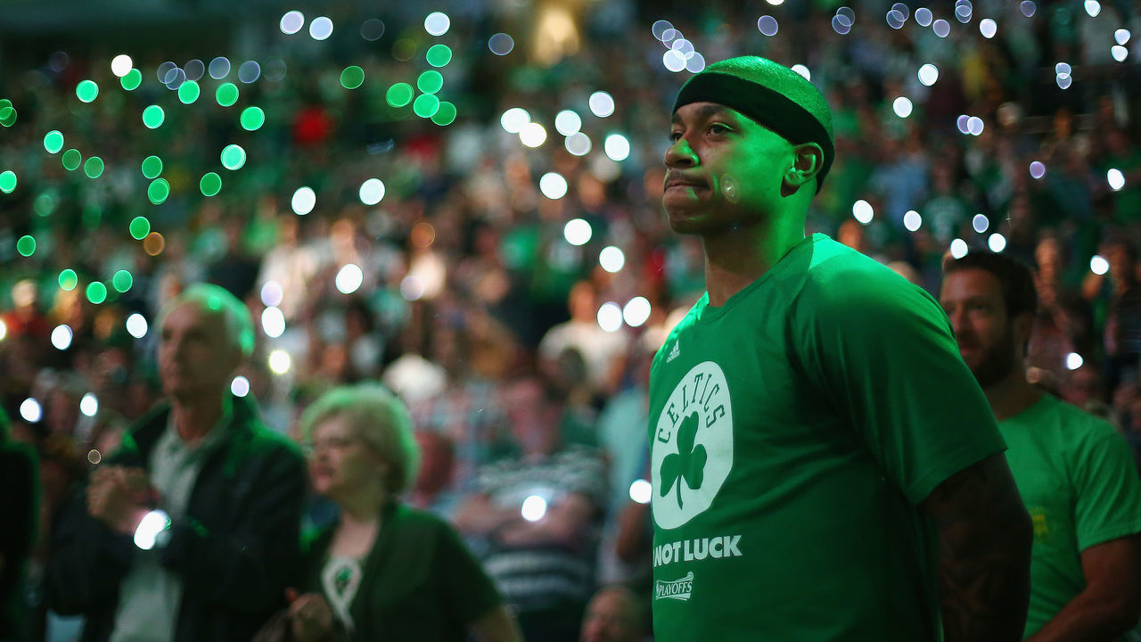 BOSTON, MA - MAY 17: Isaiah Thomas #4 of the Boston Celtics looks on prior to Game One of the 2017 NBA Eastern Conference Finals against the Cleveland Cavaliers at TD Garden on May 17, 2017 in Boston, Massachusetts.