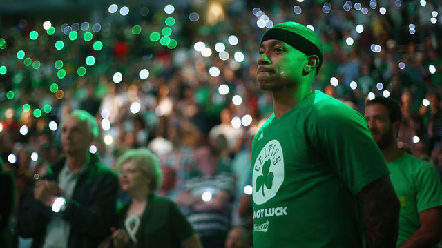 BOSTON, MA - MAY 17: Isaiah Thomas #4 of the Boston Celtics looks on prior to Game One of the 2017 NBA Eastern Conference Finals against the Cleveland Cavaliers at TD Garden on May 17, 2017 in Boston, Massachusetts.