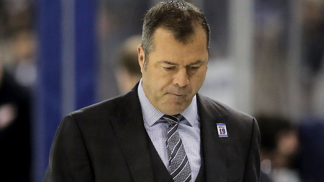 NEW YORK, NY - FEBRUARY 25: Head coach Alain Vigneault of the New York Rangers walks off the ice after the loss to the Detroit Red Wings on February 25, 2018 at Madison Square Garden in New York City.The Detroit Red Wings defeated the New York Rangers 3-2 in overtime.