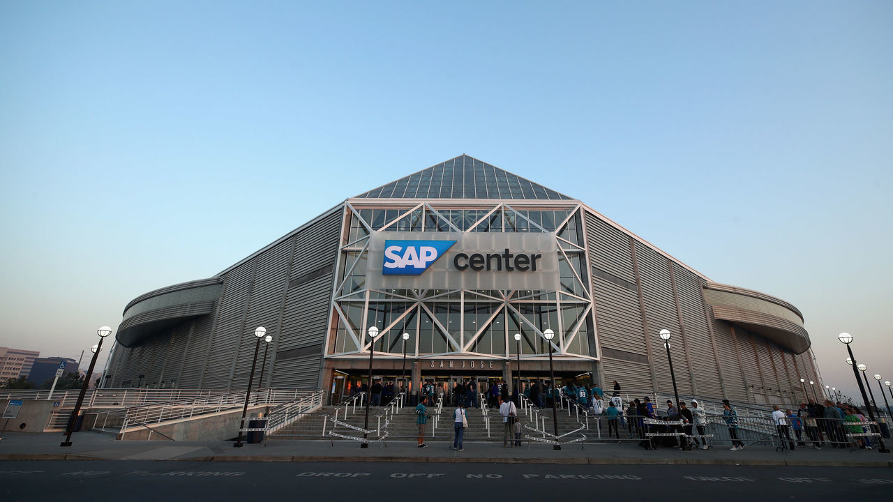 SAN JOSE, CA - OCTOBER 12: A general view of the exterior of the SAP Center before the San Jose Sharks game against the Buffalo Sabres on October 12, 2017 in San Jose, California.