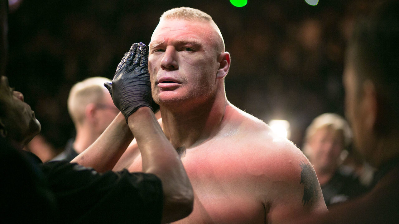 LAS VEGAS, NV - JULY 9: Brock Lesnar prepares to fight Mark Hunt during the UFC 200 event at T-Mobile Arena on July 9, 2016 in Las Vegas, Nevada.