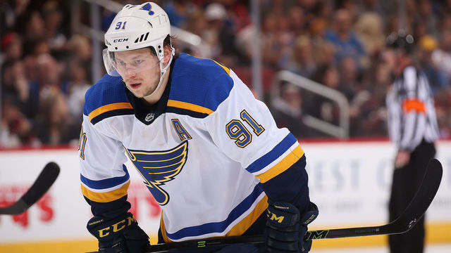 GLENDALE, AZ - MARCH 31: Vladimir Tarasenko #91 of the St. Louis Blues reacts as he skates to the bench during a break from the third period of the NHL game against the Arizona Coyotes at Gila River Arena on March 31, 2018 in Glendale, Arizona.