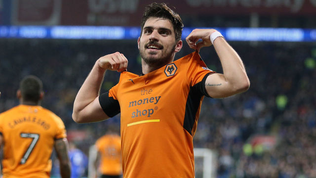 Wolverhampton Wanderers Ruben Neves celebrates scoring the opening goal during the Sky Bet Championship match at the Cardiff City Stadium.