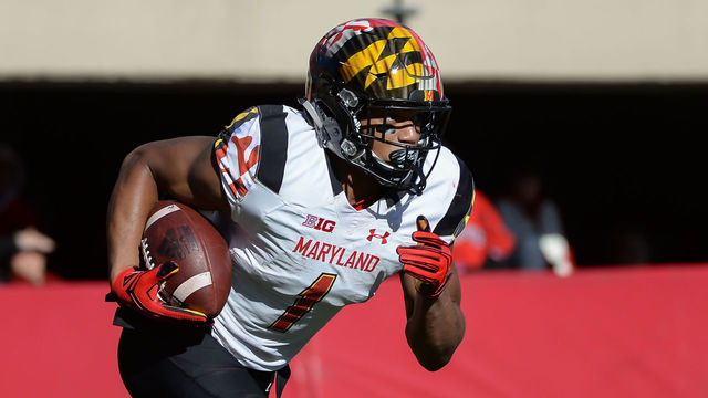 LINCOLN, NE - NOVEMBER 19: D.J. Moore runs against the Nebraska Cornhuskers at Memorial Stadium on November 19, 2016 in Lincoln, Nebraska. Nebraska defeated Maryland 28-7.
