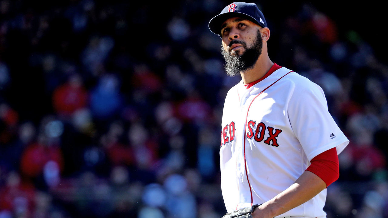 BOSTON, MA - APRIL 05: David Price #24 of the Boston Red Sox looks on during the fifth inning of the Red Sox home opening game against the Tampa Bay Rays at Fenway Park on April 5, 2018 in Boston, Massachusetts.