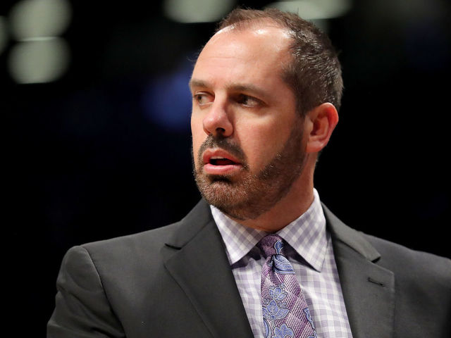 NEW YORK, NY - OCTOBER 20: Frank Vogel of the Orlando Magic reacts in frustration in the Magic's 121-126 loss against the Brooklyn Nets during their game at Barclays Center on October 20, 2017 in the Brooklyn borough of New York City.