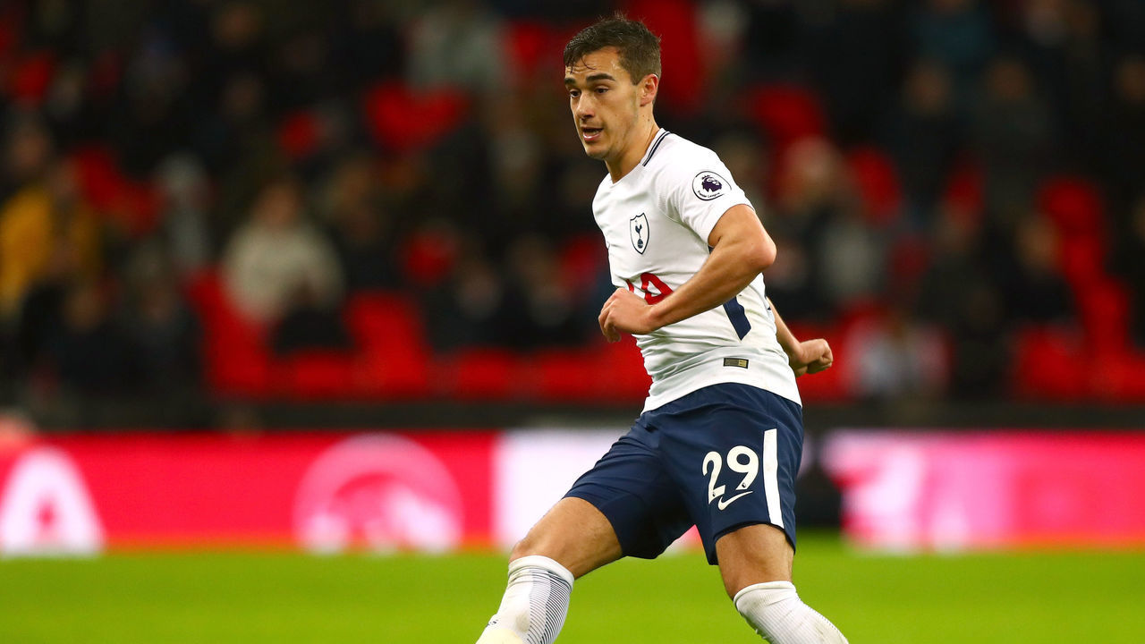 LONDON, ENGLAND - DECEMBER 13: Harry Winks of Tottenham Hotspur during the Premier League match between Tottenham Hotspur and Brighton and Hove Albion at Wembley Stadium on December 13, 2017 in London, England.