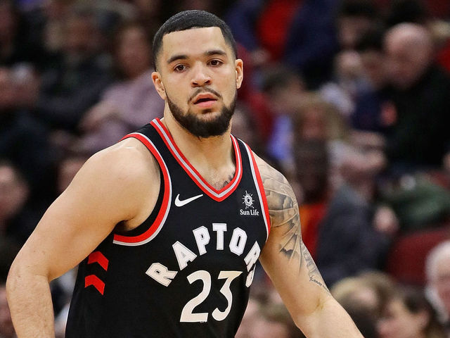 CHICAGO, IL - FEBRUARY 14: Fred VanVleet #23 of the Toronto Raptors brings the ball up the court against the Chicago Bulls at the United Center on February 14, 2018 in Chicago, Illinois. The Raptors defeated the Bulls 122-98.