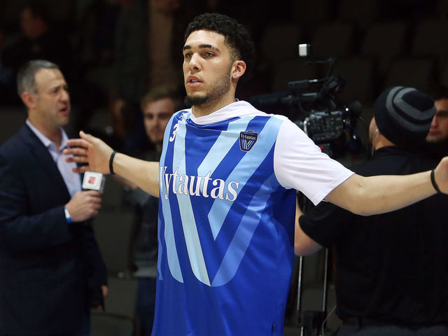 PRIENAI, LITHUANIA - JANUARY 09: LiAngelo Ball of Vytautas Prienai prior to the match between Vytautas Prienai and Zalgiris Kauno on January 9, 2018 in Prienai, Lithuania.