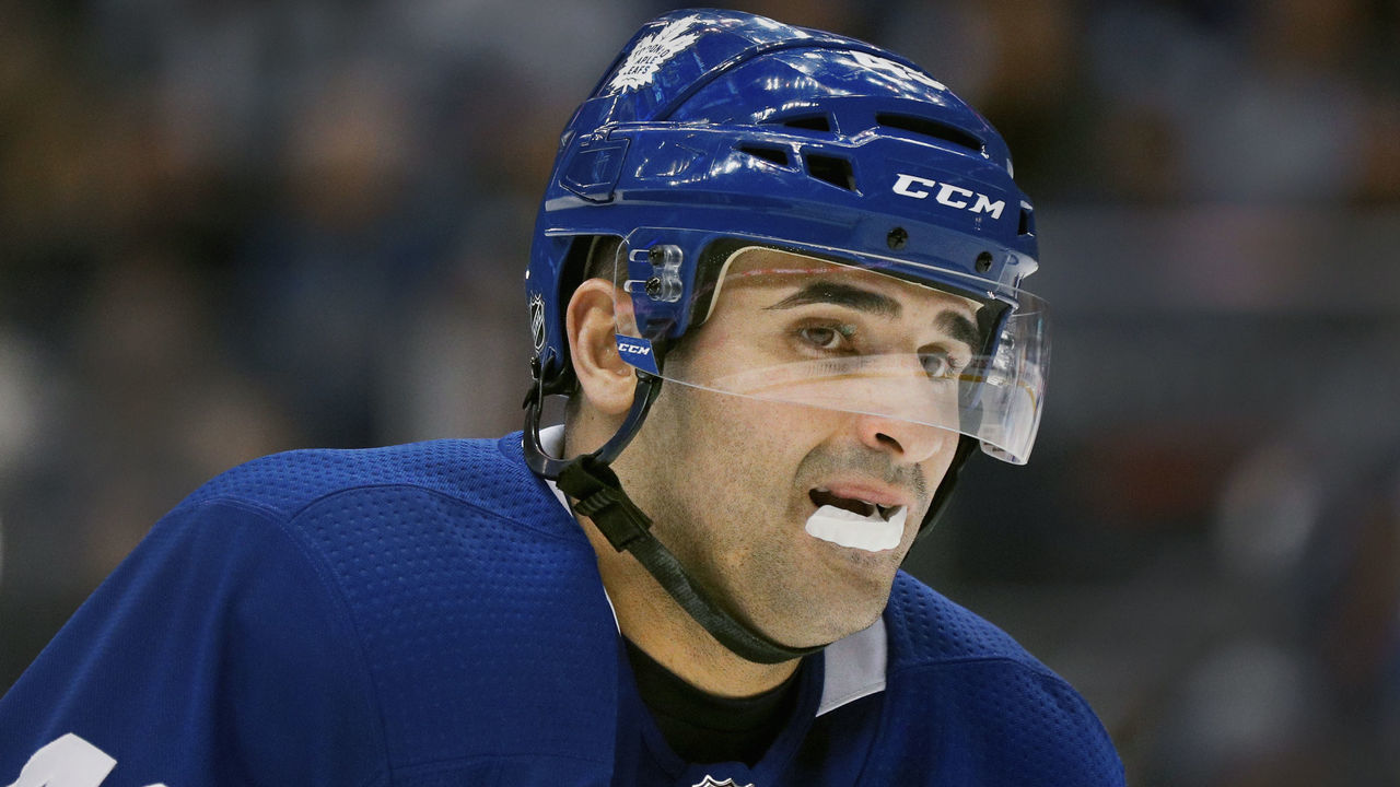 TORONTO, ON - APRIL 07: Toronto Maple Leafs Center Nazem Kadri (43) during the final NHL 2018 regular-season game between the Montreal Canadiens and the Toronto Maple Leafs on April 7, 2018 at Air Canada Centre in Toronto, ON., Canada.