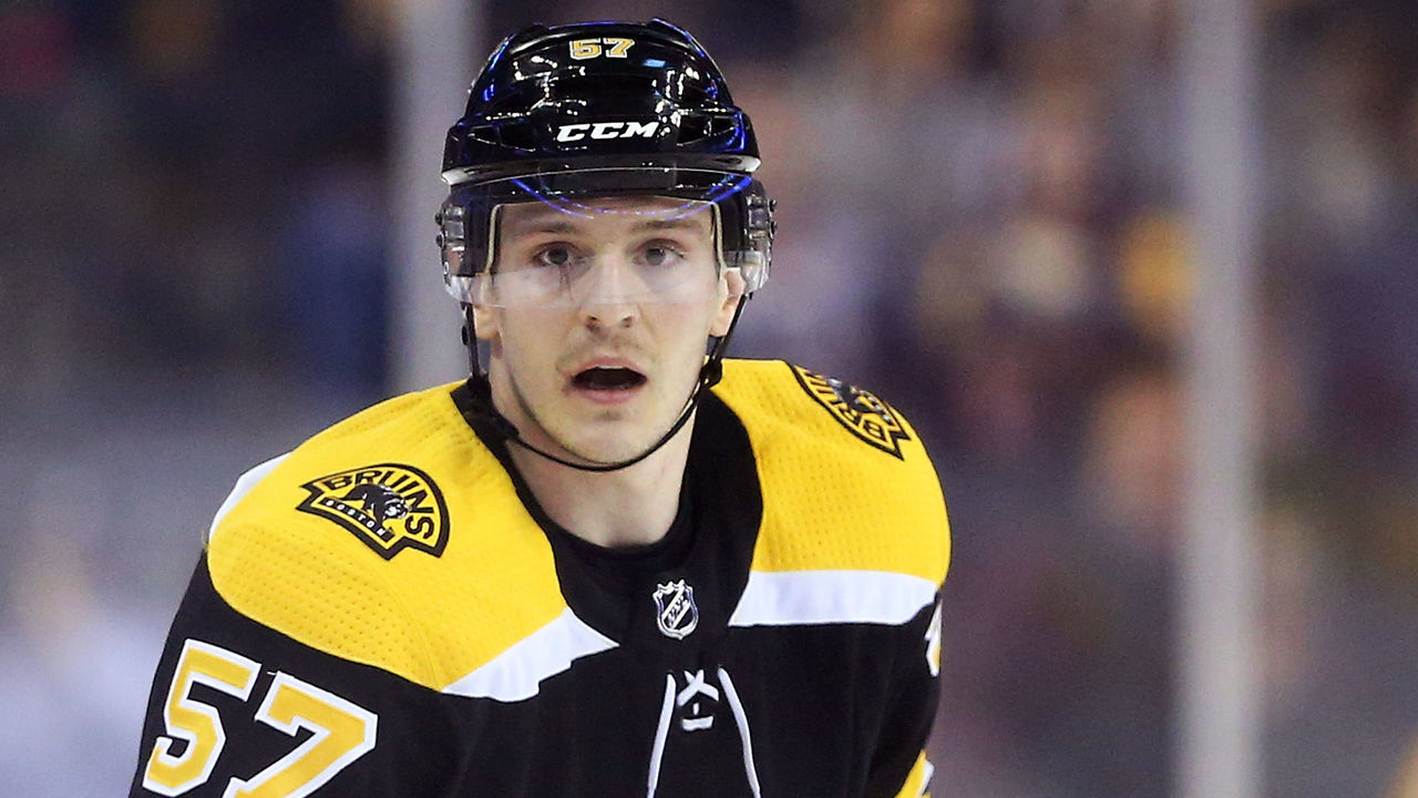 BOSTON, MA - FEBRUARY 27: Tommy Wingels #57 of the Boston Bruins skates on the ice in the second period of a game against the Carolina Hurricanes at TD Garden on February 27, 2018 in Boston, Massachusetts.