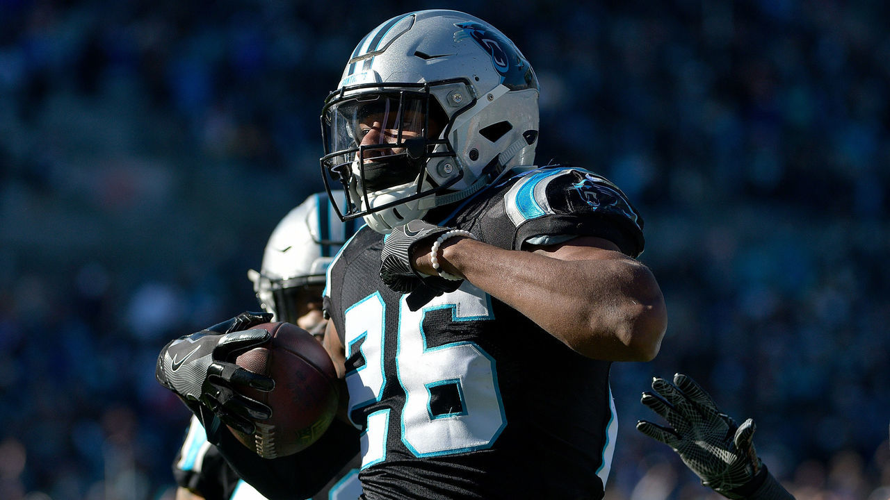 CHARLOTTE, NC - DECEMBER 10: Daryl Worley #26 of the Carolina Panthers celebrates an interception against the Minnesota Vikings in the first quarter during their game at Bank of America Stadium on December 10, 2017 in Charlotte, North Carolina.