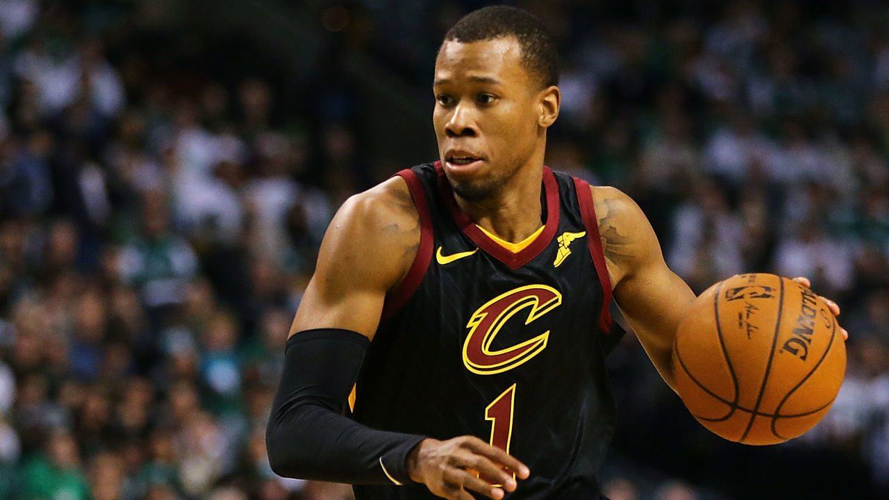 BOSTON, MA - FEBRUARY 11: Rodney Hood #1 of the Cleveland Cavaliers dribbles during a game against the Boston Celtics at TD Garden on February 11, 2018 in Boston, Massachusetts.