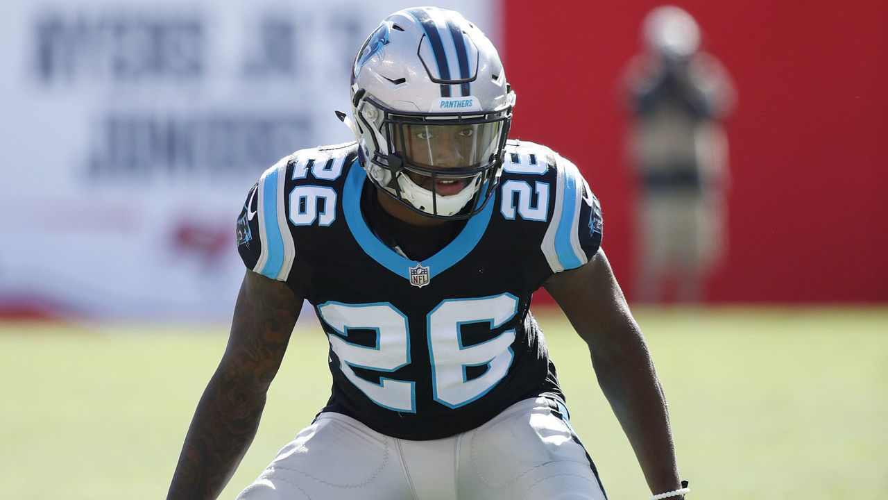 TAMPA, FL - OCTOBER 29: Daryl Worley #26 of the Carolina Panthers lines up during a game against the Tampa Bay Buccaneers at Raymond James Stadium on October 29, 2017 in Tampa, Florida. The Panthers defeated the Bucs 17-3.