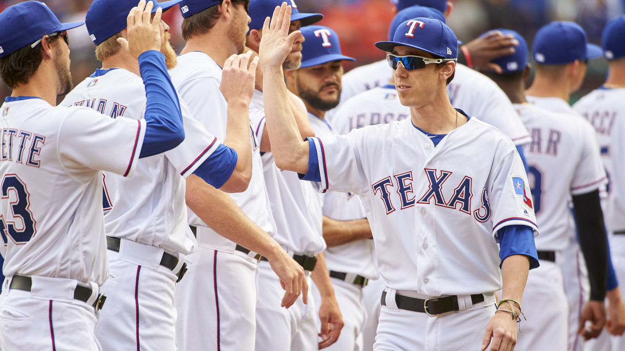 ARLINGTON, TX - MARCH 29: Tim Lincecum #44 of the Texas Rangers is announced before playing against the Houston Astros at Globe Life Park on Thursday, March 29, 2018 in Arlington, Texas.