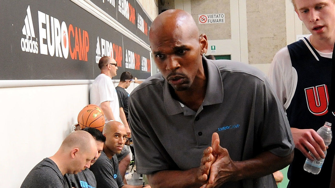 TREVISO, ITALY - JUNE 08: Coach Jerry Stackhouse of team USA gives instruction to players during adidas Eurocamp day two at La Ghirada sports center on June 8, 2014 in Treviso, Italy.