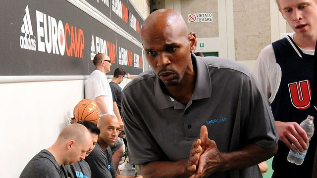 TREVISO, ITALY - JUNE 08: Coach Jerry Stackhouse of team USA gives instruction to players during adidas Eurocamp day two at La Ghirada sports center on June 8, 2014 in Treviso, Italy.