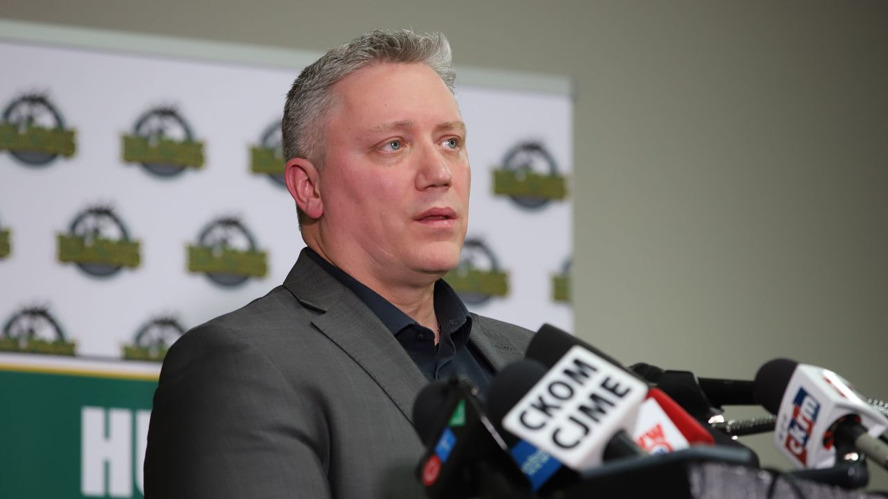 Kevin Garinger, President of Humboldt Broncos holds a press conference at the Humboldt Uniplex on April 7, 2018 in Humboldt, Saskatchewan after a bus carrying a junior ice hockey team collided with a semi-trailer truck near Tisdale and Nipawin, Saskatchewan province, killing 14 people. Hockey-mad Canada was in mourning on Saturday after a bus carrying a junior ice hockey team collided with a semi-trailer truck in Saskatchewan province, killing 14 people.In a country where love of the sport is almost a religion, the crash sparked an outpouring of grief among players and fans on social media, while national political leaders expressed their sympathies.'We can now confirm 14 people have died as a result of this collision,' the Royal Canadian Mounted Police said in a statement, which did not say how many of the victims were players or coaches of the Humboldt Broncos team. / AFP PHOTO / Kymber RAE